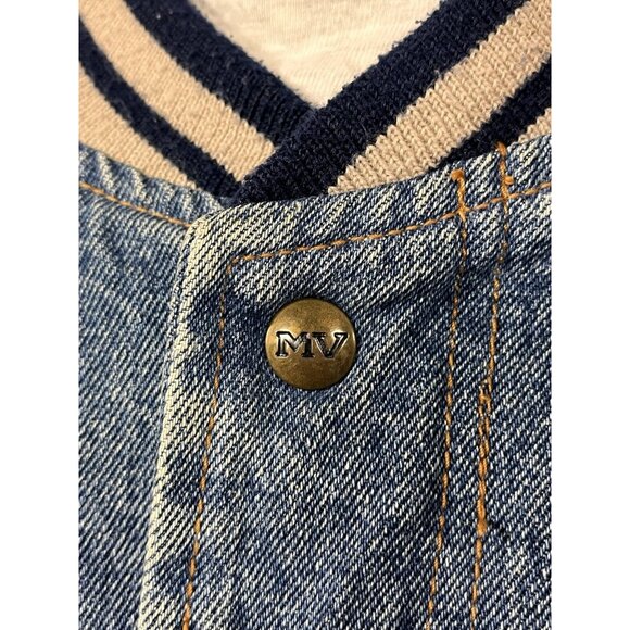 Vtg MV Sport Denim Varsity Jacket XXL Quilt Lined Bomber 90s Made in Hong Kong - Picture 6 of 13